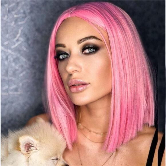 Straight Bob Pink Wig - Picture 1 of 2